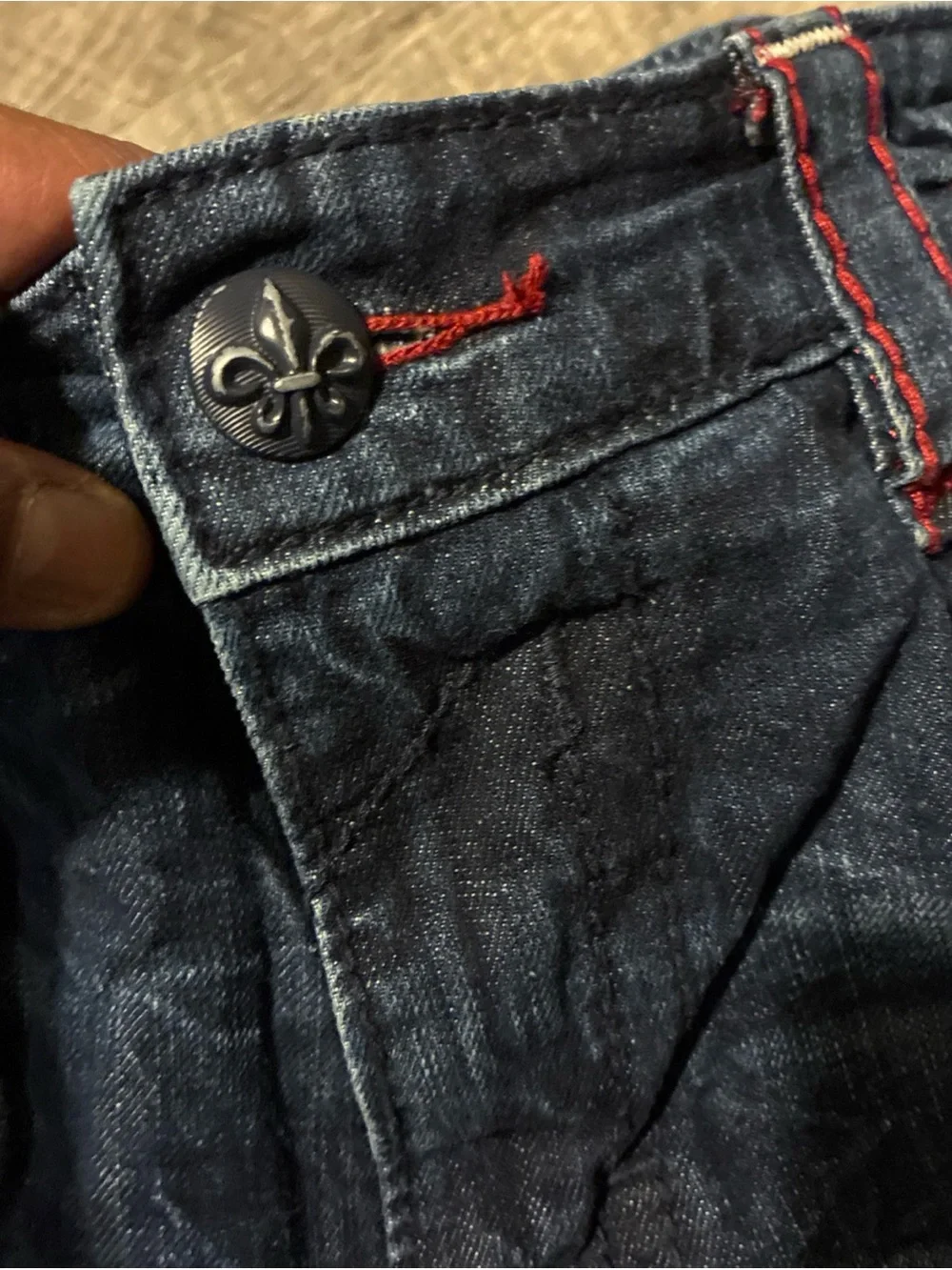 Vintage Rock Revival DAN Straight Jeans Men’s SZ 42 Blue Red Used Rare